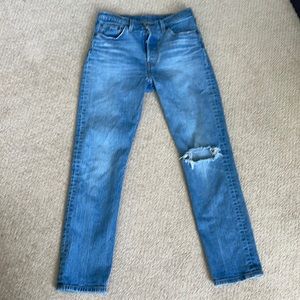 Levi’s 501 jeans size W28 L30 w/ tear in left knee